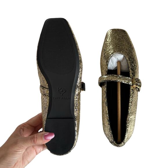 Katy Perry Evie Gold Mary Janes Square Toe Flats Women’s Size 6.5 Preppy NEW - Picture 5 of 6